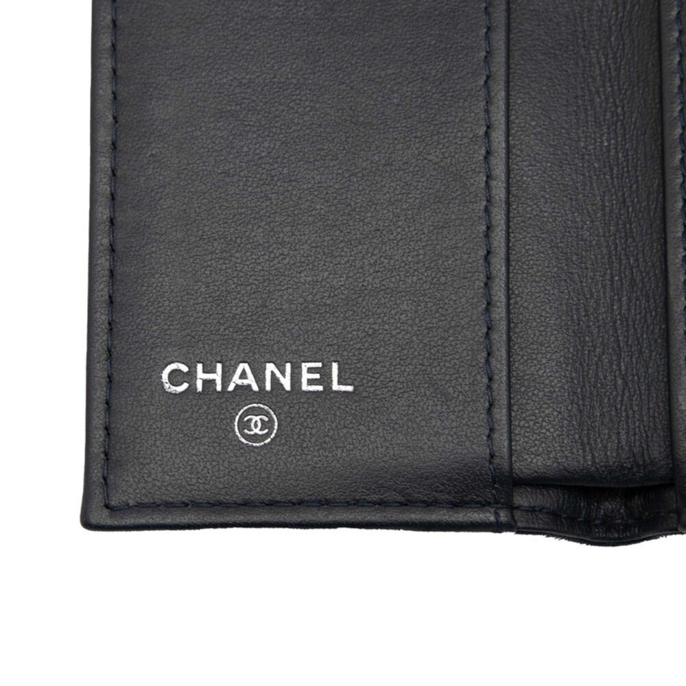 CHANEL Blue Leather Logo Wallet - Picture 5 of 6